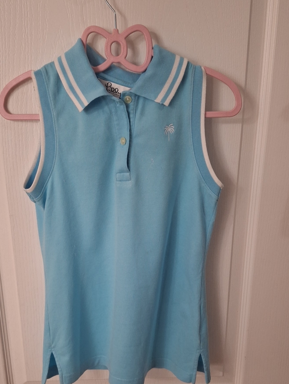 Lilly Pulitzer Women’s XS Blue Sleeveless Polo Shirt Palm Tree   Like New